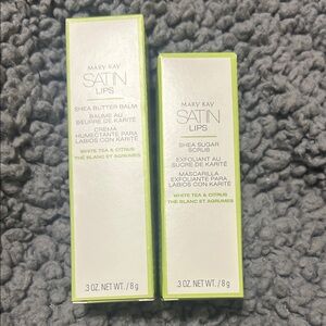 Mary Kay Satin Lips Shea Butter Balm and Sugar Scrub - White and Lime